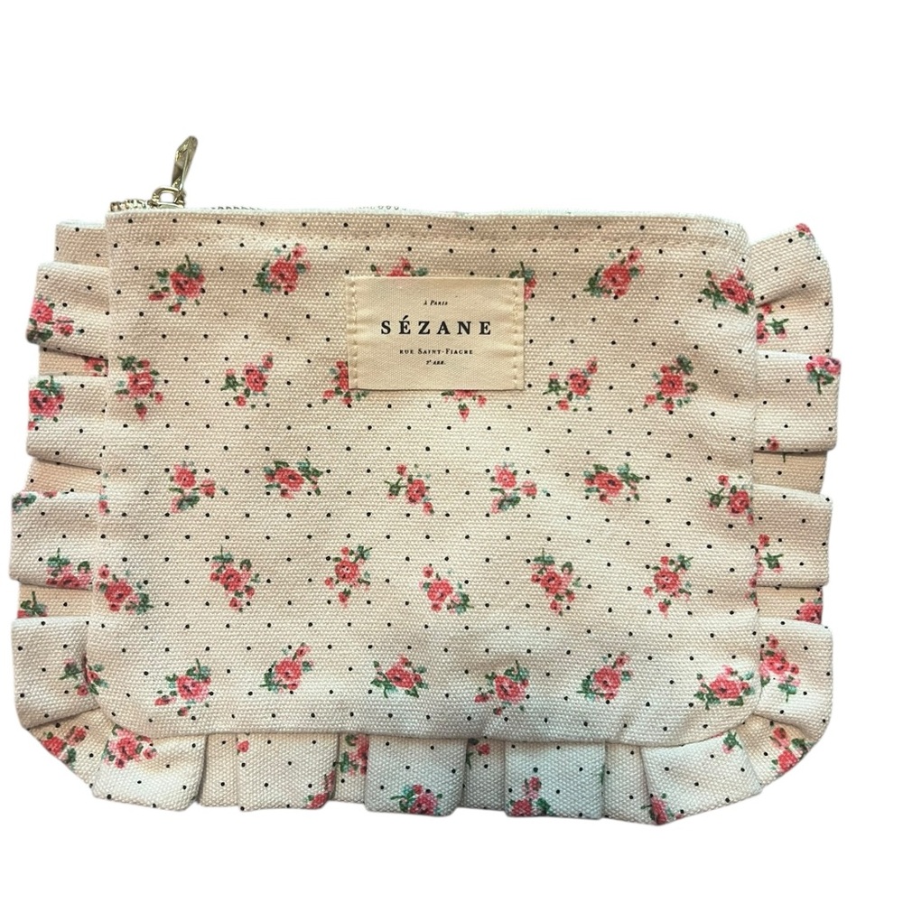 Sézane Floral Cosmetic Pouch with Pink Accents - Picture 2 of 7